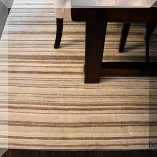 D04. Wool striped rug. Small hole. 119”l x 94” - $100